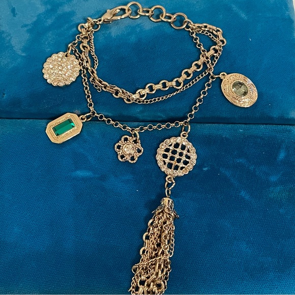 Lulu Frost For J. Crew Bracelet Heirloom Crystalline Cameo Charms Gold Bracelet - Picture 2 of 8